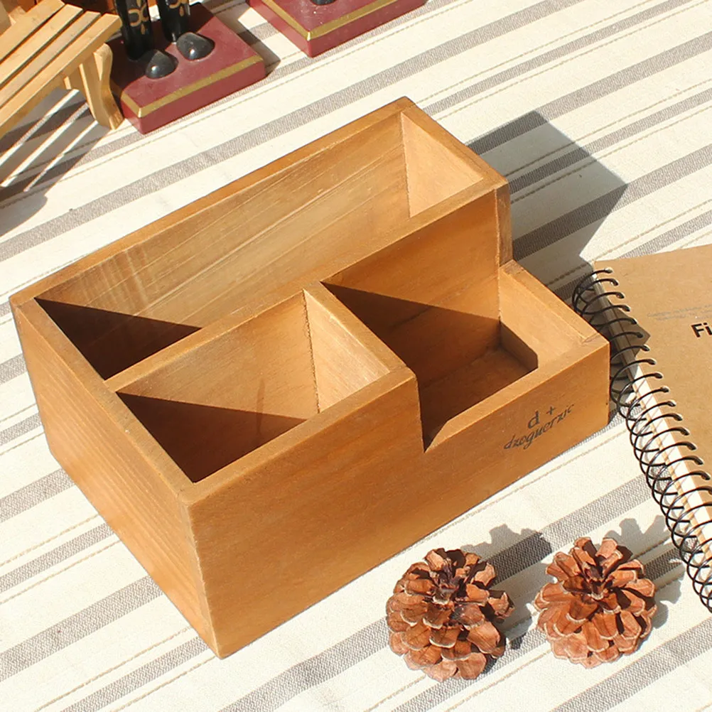 1Pcs Succulent Pot Creative Wood Garden Planter 3 Grids Compartment Sundries Organizer English Letters Decorative Flowerpot