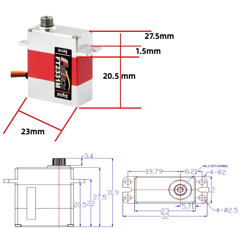 دعم بديل مخصص 8.4 فولت 6 كجم. سم Hiwonder HPS-0618SG أجهزة رقمية صغيرة عالية السرعة بدون قلب لكلب روبوت رباعي الأرجل