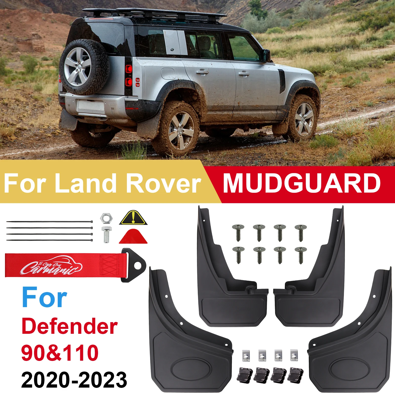 For Land Rover Defender 90 110 L663 2020-2023 Mudguards With Tow Strap Mudflaps Fender Liner Mud Flap Splash Guards Auto Parts