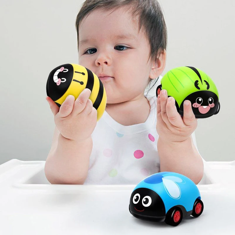 4Pcs Ladybug Shaped Vehicle For Cognitive Pull Back Car Non Battery Powered Fun For Parent Interaction Random Styles For Play