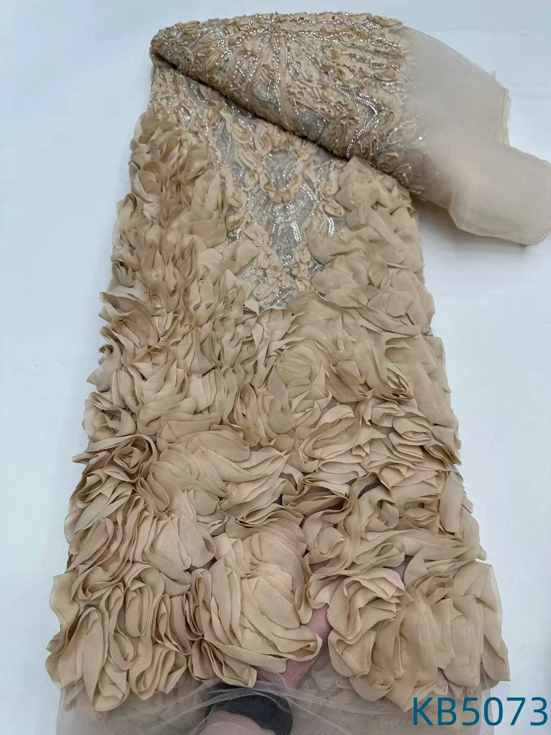 Oliver Green Beaded Lace Fabric African Fabric Lace High Quality 2025 Sequence Embroidery Fabric Sequins Lace For Sewing KB5097