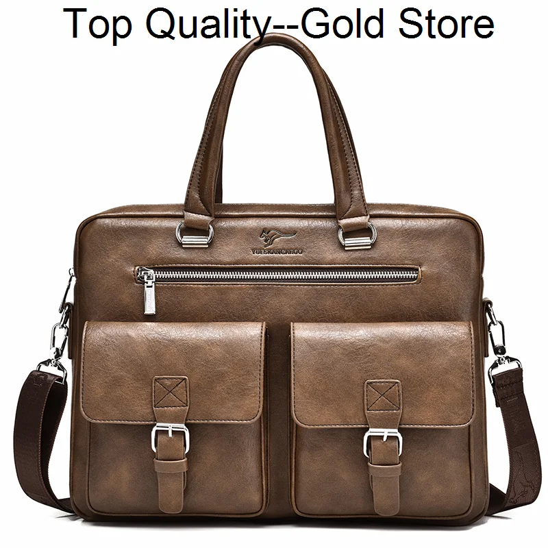 

KANGAROO Luxury Brand Business Men Handbags PU Leather Fashion Large Capacity Briefcase Laptop Bag Travel Men's Shoulder