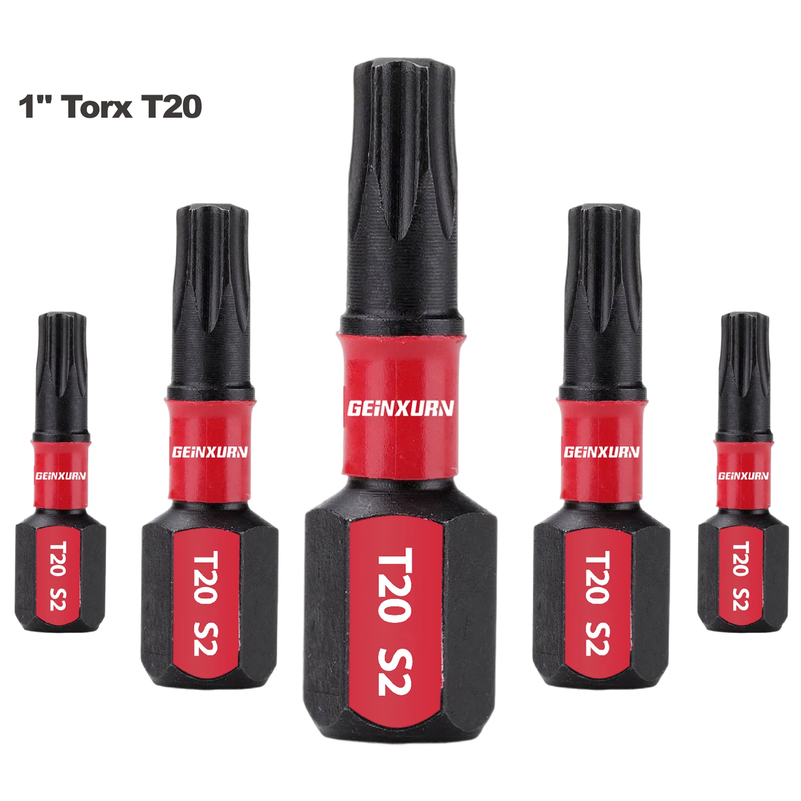 GEINXURN Impact Tough #20 Torx 1 in. Insert Driver Bits,Magnetic T20 Power Bits, S2 Alloy Steel T20 Screwdriver Bits Set Bulk