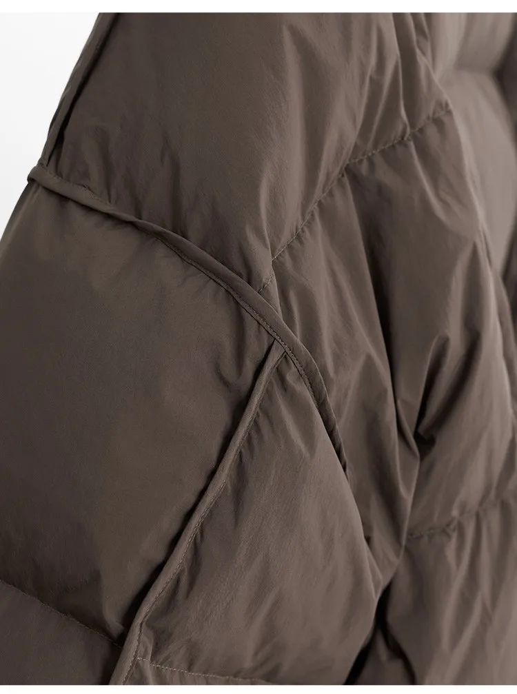 Women's Mid-Length Oversized down Jacket with Stand Collar, Warm Oversized Jacket Filled with White Duck Down, New Winter 2025 Model