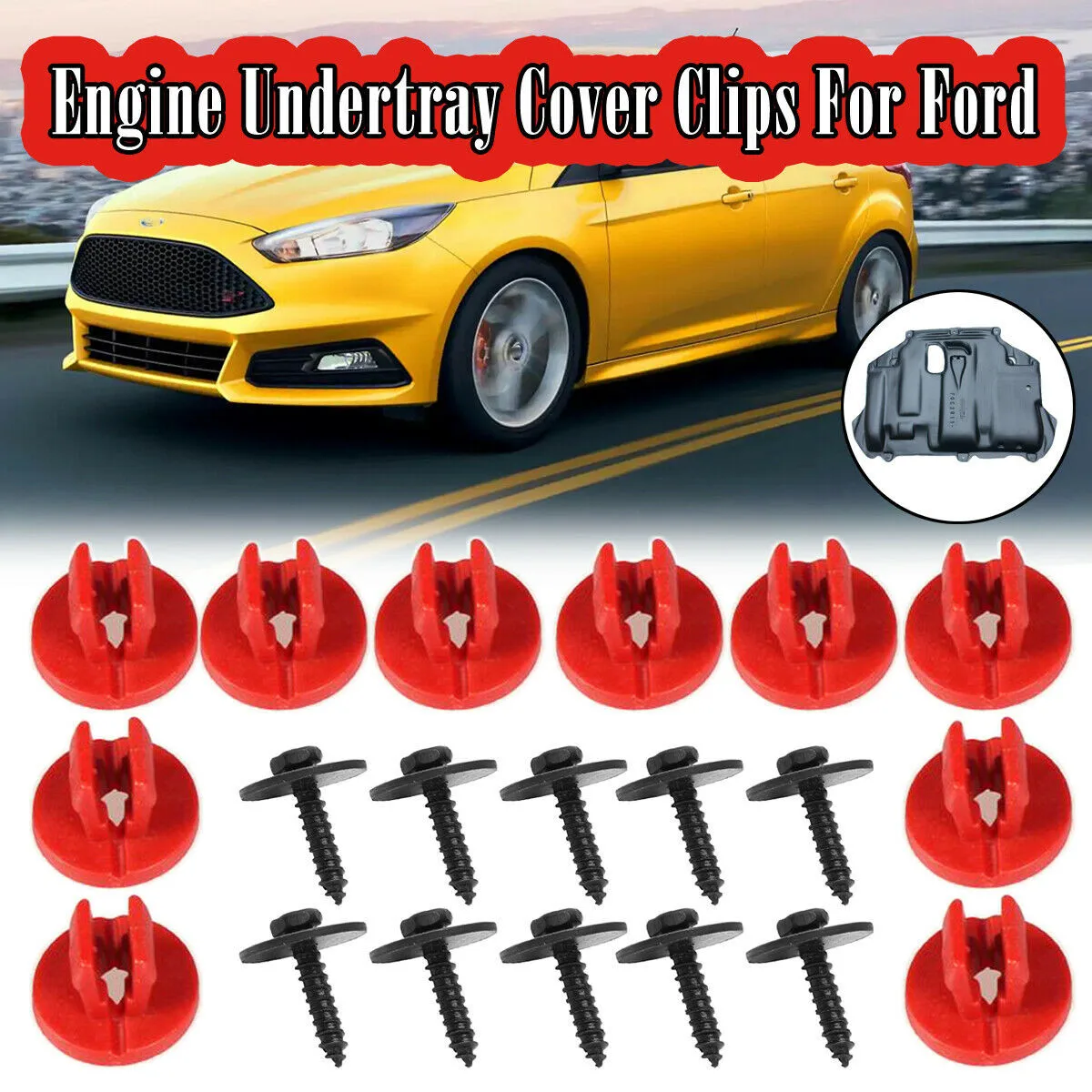 

High Quality Clips for Ford Engine Undertray Cover Compatible with For Focus C Max MK3 Easy to Install 10mm x 8mm Holes