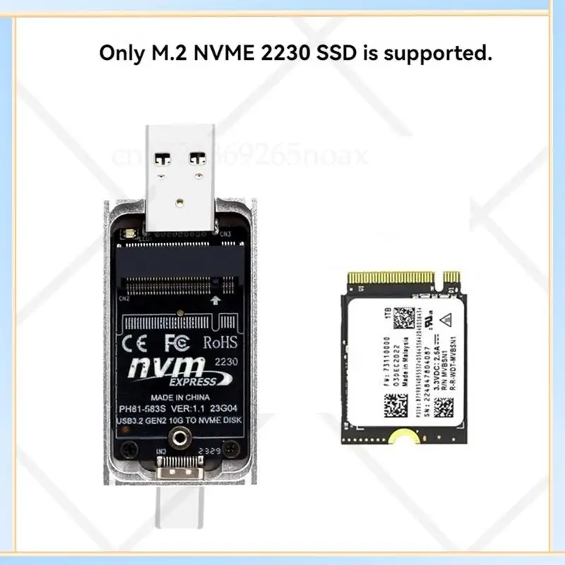 -SPOR M.2 NVME SSD Case External Enclosure USB 3.2 Gen2 10Gbps Type-A + Type-C M2 NVME Adapter Box Supports 2230 M.2 NVME SSD