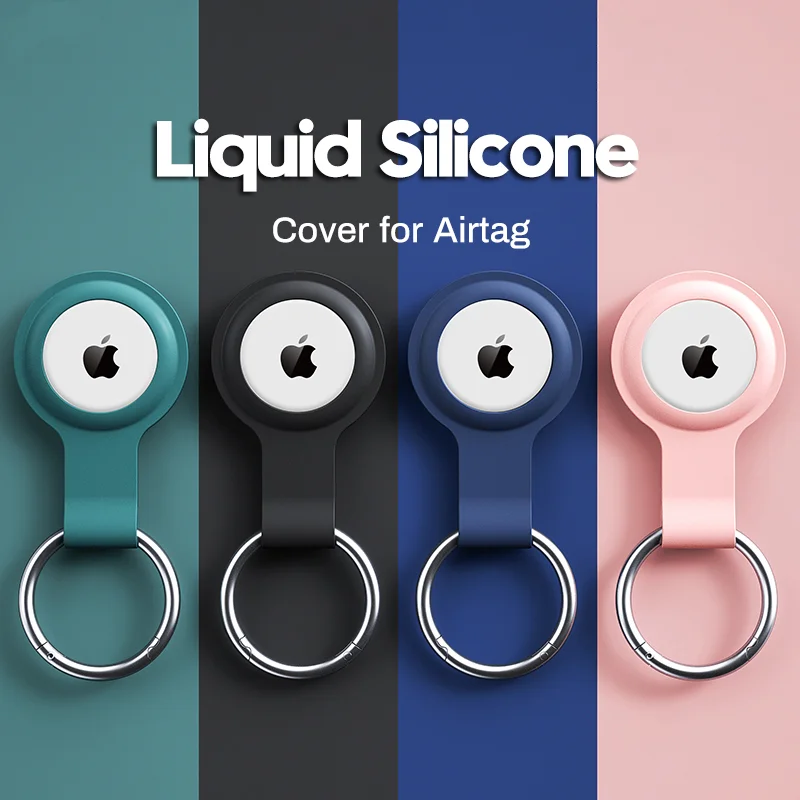 Cover for Apple Airtags Case Liquid Silicone Protective Shell tracker Accessories Anti-scratch Sleeve Keychain Air tag case