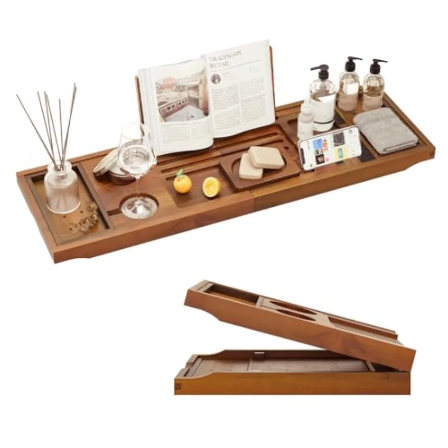 

Premium Foldable Teak Bathtub Tray Expandable Bath Tray for Tub Luxury Bathtub and Bathroom Accessories
