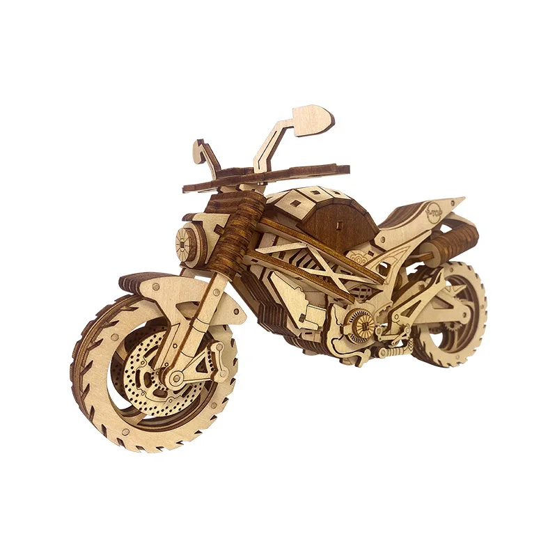 3D Wooden Puzzle Off Road Motorcycle Model Handmade DIY Assembly Toy Jigsaw Desktop Model Building Kits for Kids Adults Gift