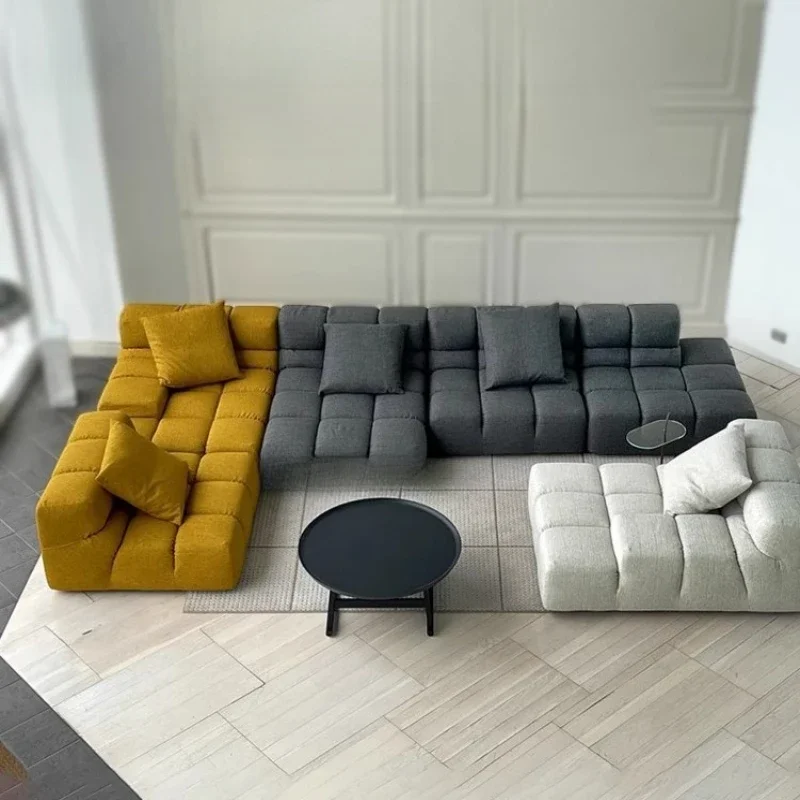 Sofa small apartment living room combination Italian minimalist tofu module cream wind large flat-floor villa