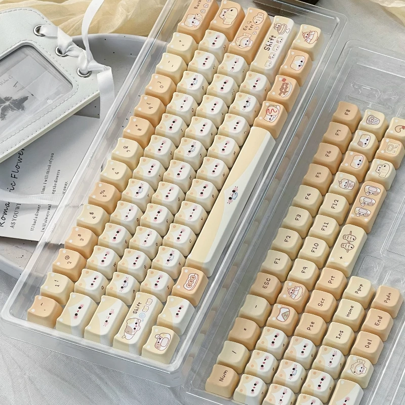 Pudding Cat Keycap MAO Profiel Keycaps PBT Leuke Kat Oor Gepersonaliseerde Aangepaste Berry Cat Key Caps Set MX Mechanische Toetsenbord Cap