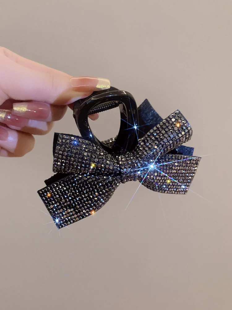 Starry Shiny Bow Large Shark Clip, High-Grade Hair Accessories