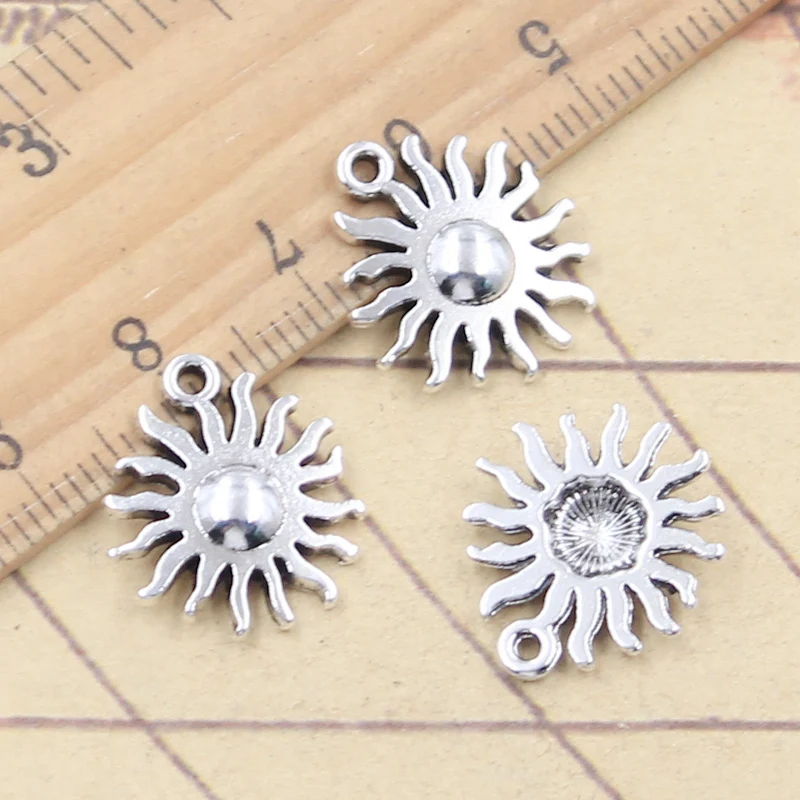 20pcs Charms Sun Sunshine 17x15mm Tibetan Silver Color Pendants Antique Jewelry Making DIY Handmade Craft