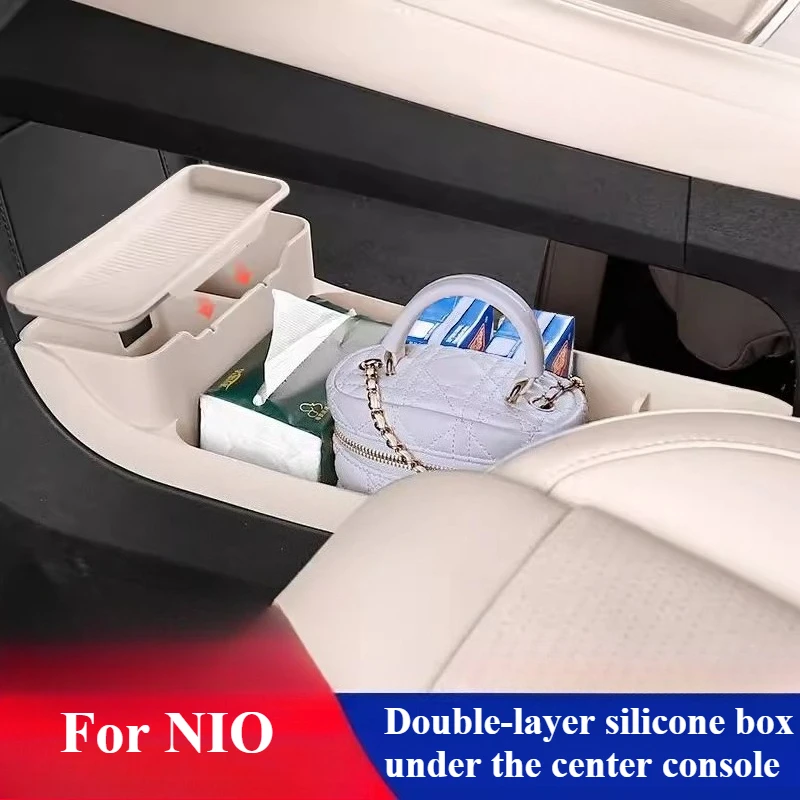 

Для NIO ES6 EC6 ET5T 2023-2025 ящик для хранения с центральным управлением силиконовый двухслойный ящик для хранения аксессуары для украшения автомобиля