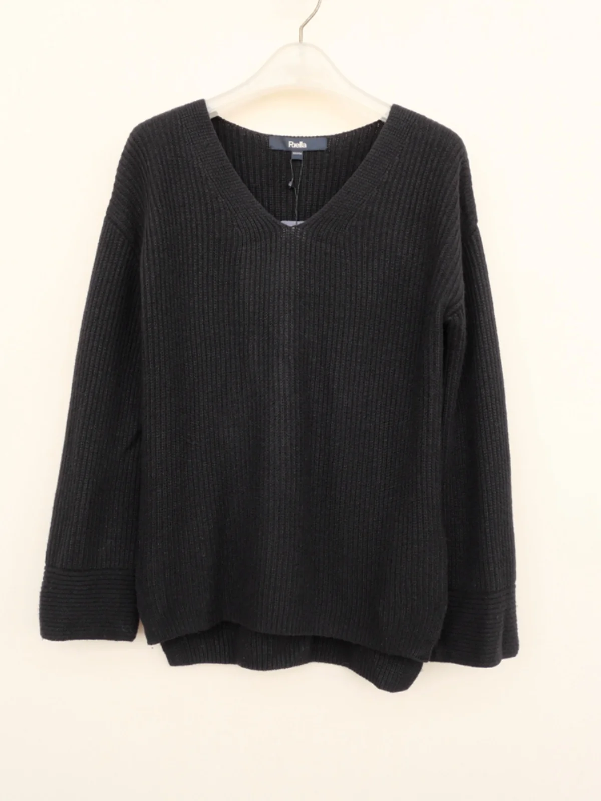

Women's Loose Fit V-Ne Wool Blend Sweater Thin Soft Autumn Winter Faion Casual Long Sve Knitwear Deep Bla