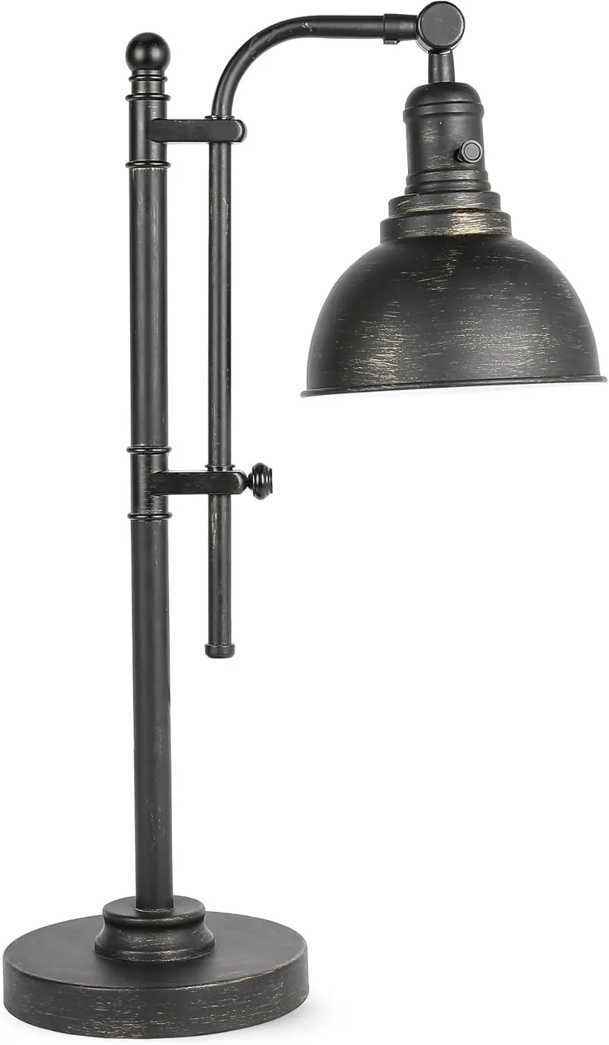 Regulowana lampa biurkowa przemysłowa w wykończeniu postarzanego brązu, wysokość 63-74 cm, lampa robocza w stylu vintage z certyfikatem ETL