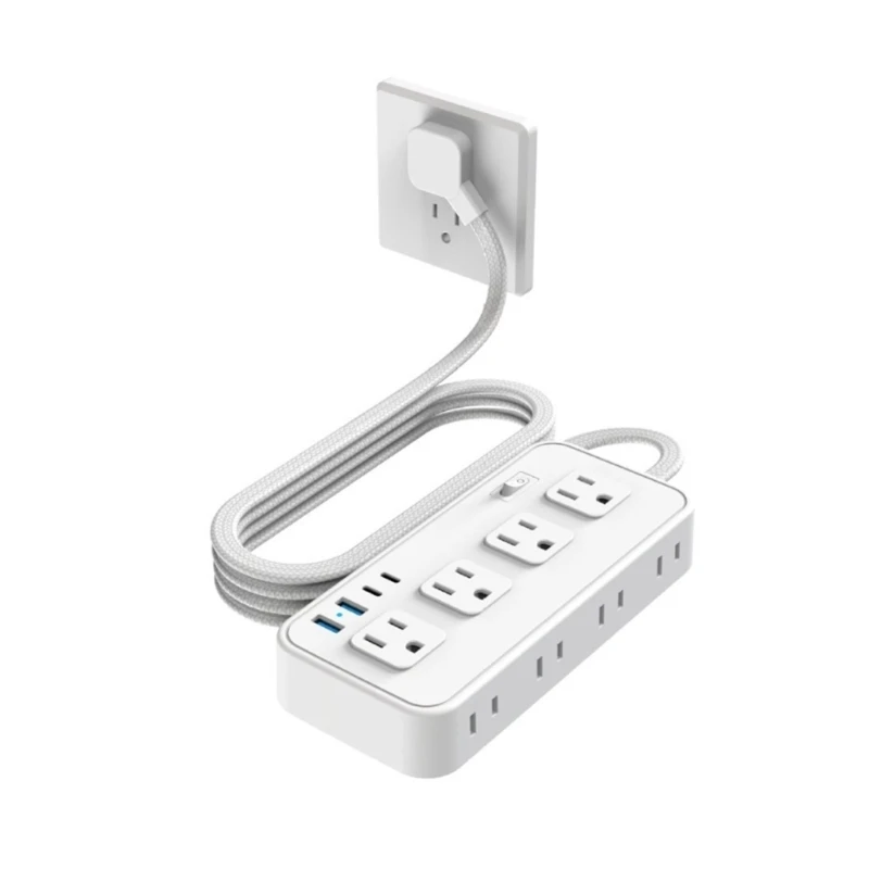 Multiprese con presa americana Adattatore a 2 poli Cavo da 5 piedi 8 prese Ricarica USB tipo C