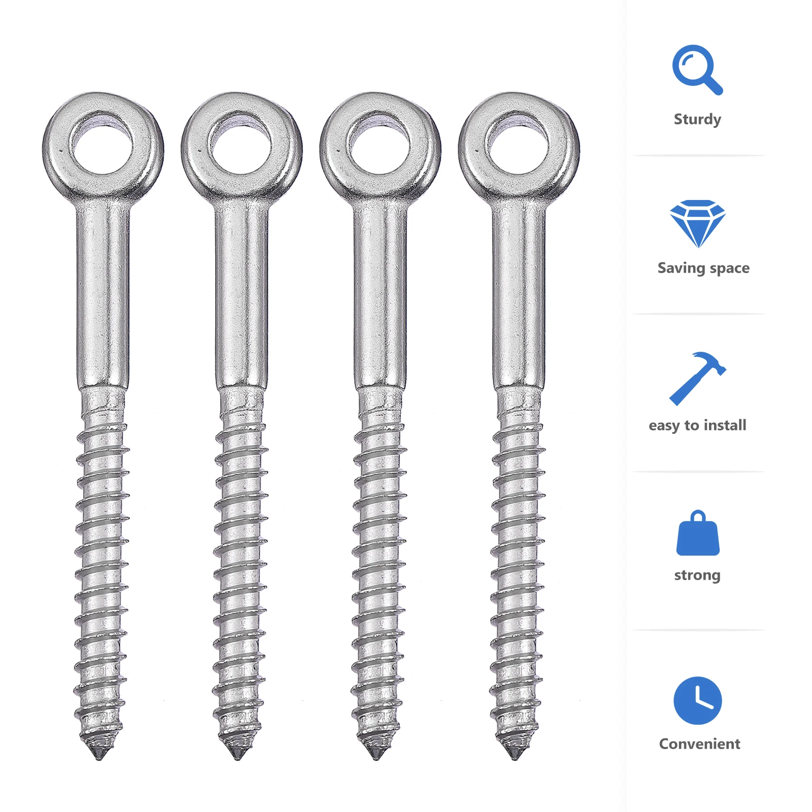 

Heavy Wood Screw Duty Eye Bolts Coat Hanger Thread Stainless Steel Shape Screws