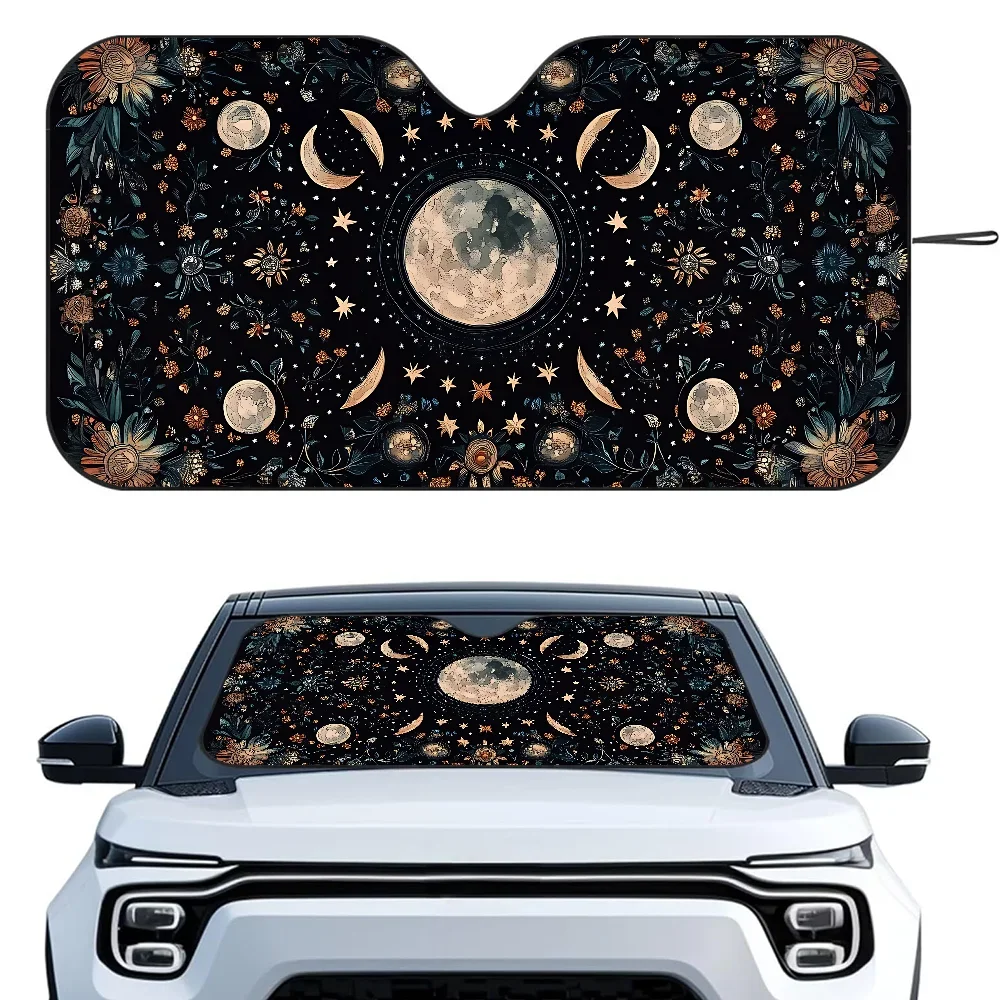 

Whimsigoth Witchy Moon Car SunSha Heat-insulating Aluminum Film Windshield Sunshas UV Rays Blocks Car Sun Visor Protector