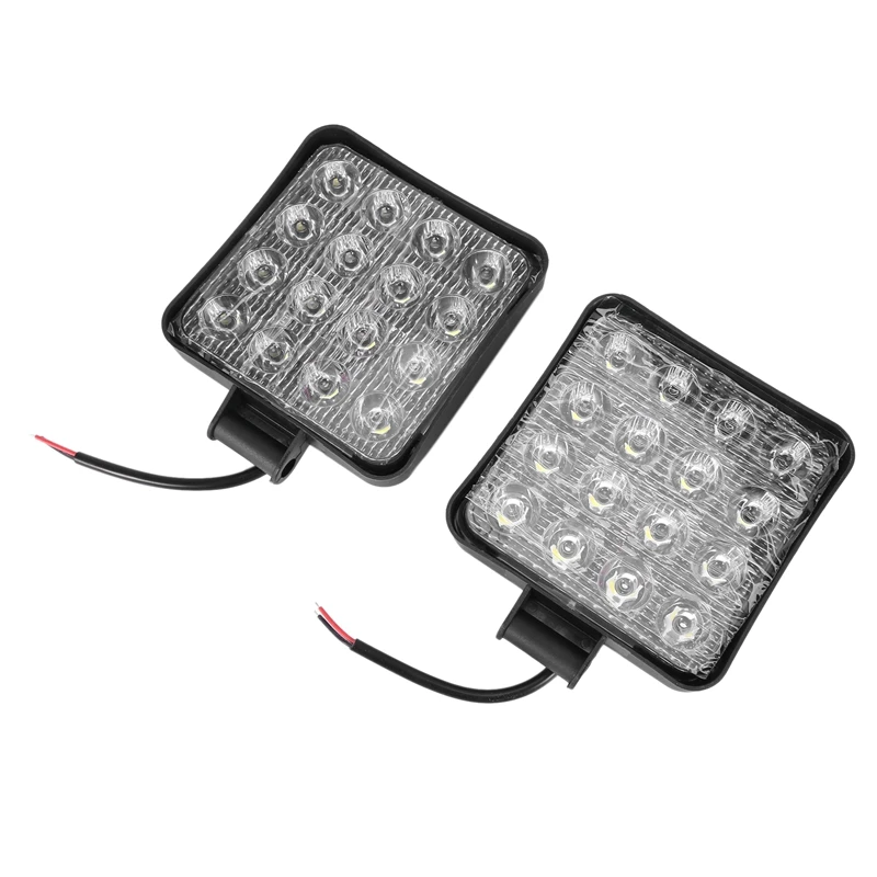 2 pcs 48W 6000k LED Spot Beam Square Work Lights Lamp Tractor SUV Truck 4WD 12V 24V