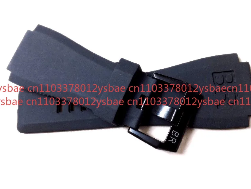 NEW Rubber 24mm Strap Band & Black Buckle, For Bell & Ross Watch BR 01 03 BR01 BR03