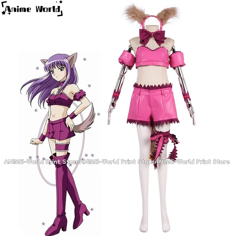 《Custom Size》Tokyo Mew Mew Cos Fujiwara Zakuro Cosplay Costumes Wigs Anime Character Performance Clothes Halloween