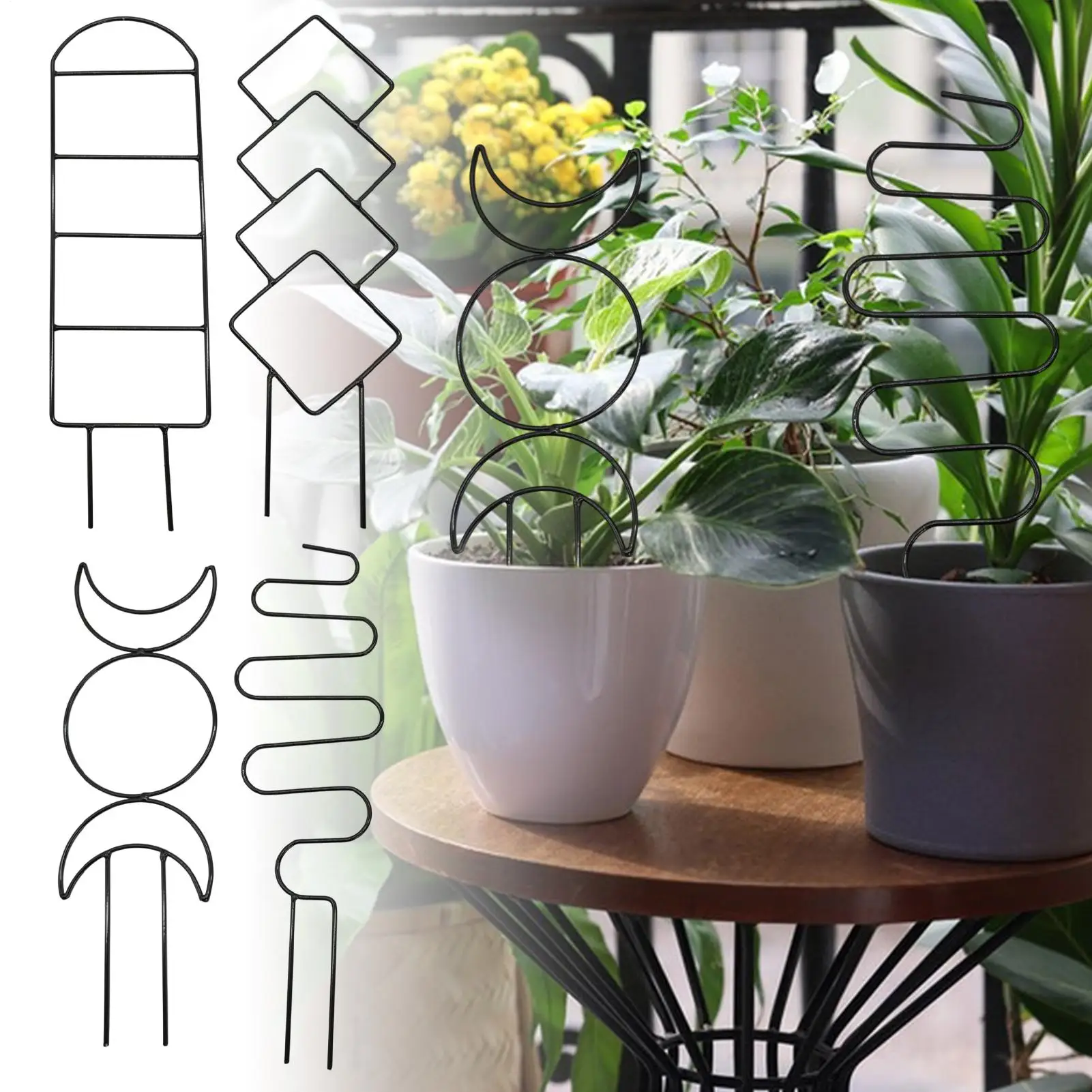 Treliça para plantas de escalada, treliça de metal interna, suporta plantas em vasos, plantas de casa de metal, cultivo de estruturas de obelisco para