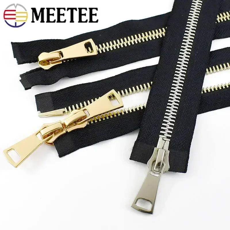 1Pc 8# 70/80/90/100cm Metal Zipper Double Slider Open End Auto Lock Zippers Bag Jacket Clothes DIY Sewing Material Accessories