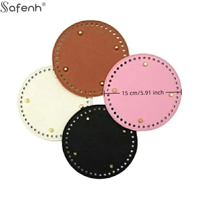 1 قطعة الجلود البيضاوي جولة القاع لحقيبة محبوكة حقيبة جلدية الملحقات اليدوية أسفل مع ثقوب Diy بها بنفسك حقيبة كروشيه القاع