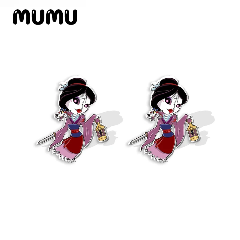 2024 New Halloween Disney Princesse Stud Earring Mulan Ariel Deer Epoxy Jewelry Resin Acrylic Earrings Handmade Gifts Fans