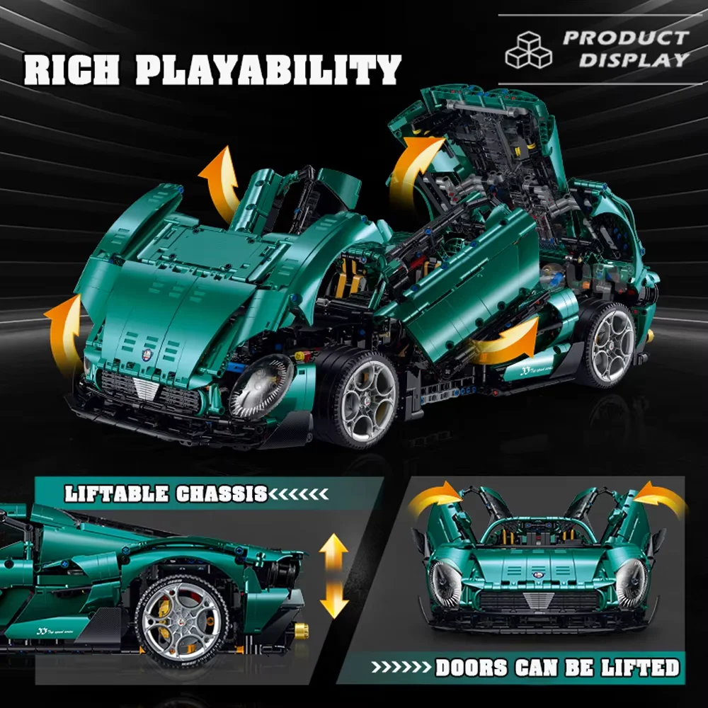 3861pcs Sports Car Building Blocks 1:8 Scale Model Speed Champions Technical Bricks Car Desktop Assembly Kid Toy For Gift