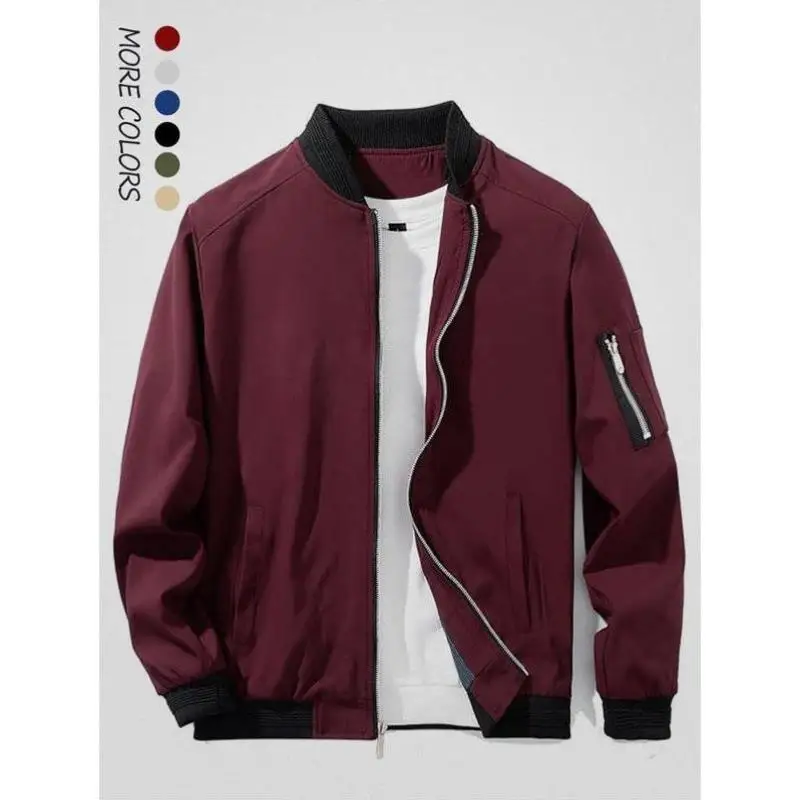 

Men's Color Zipper ket Pilot Jaet Regular Fit Casual Sle ort Length V-Ne Seven Sve Middle Aged And ly