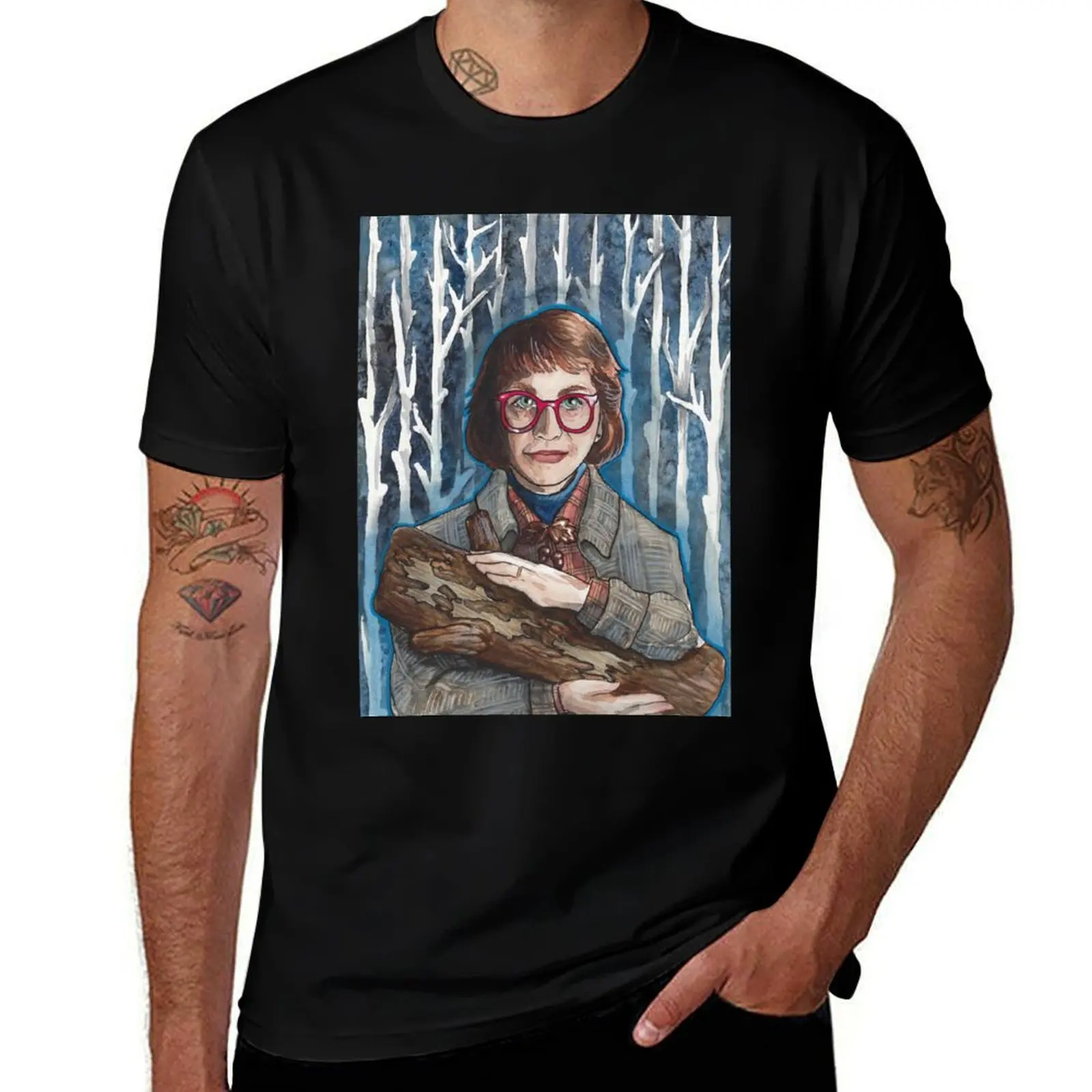 

My Log has Something to Say to You - Twin Peaks Log Lady Watercolor and Ink T-Shirt cute tops oversized mens plain t shirts