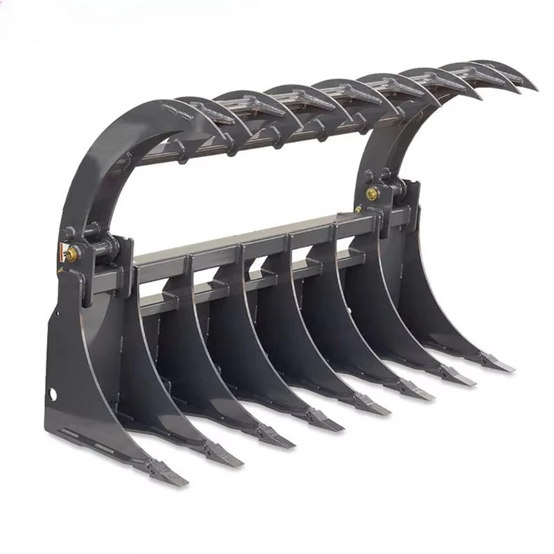 High Quality Skid Steer Loader Attachment Grass Grab Bucket Grapples  Grass Fork Grippers Grabbers From Original Factory
