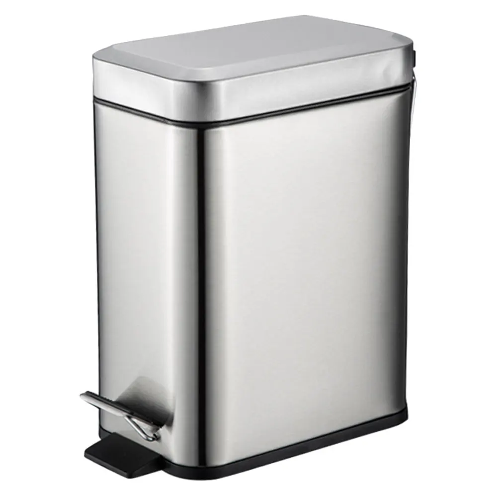 Bedroom Waste Paper Basket Kitchen Bin Garbage Container Office Home Stainless Steel Pedal Trash Can Bathroom Wastebasket 10L