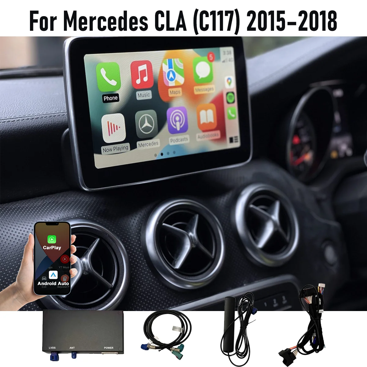 

Wireless CarPlay Android Auto For Mercedes CLA (C117) 2015-2018 NTG4.5/4.7 NTG5.0 with Mirror Link AirPlay Car Play