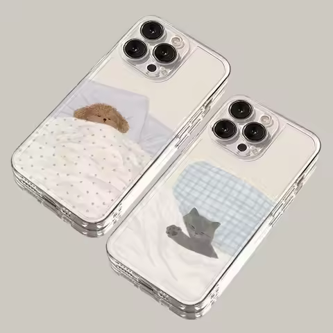 Cute Cartoon Cat Dog Couple Case for Samsung Galaxy S25 S23 Ultra S22 Plus S24FE A14 A15 A34 A54 A33 A53 A16 A55 A35 Lover Cover