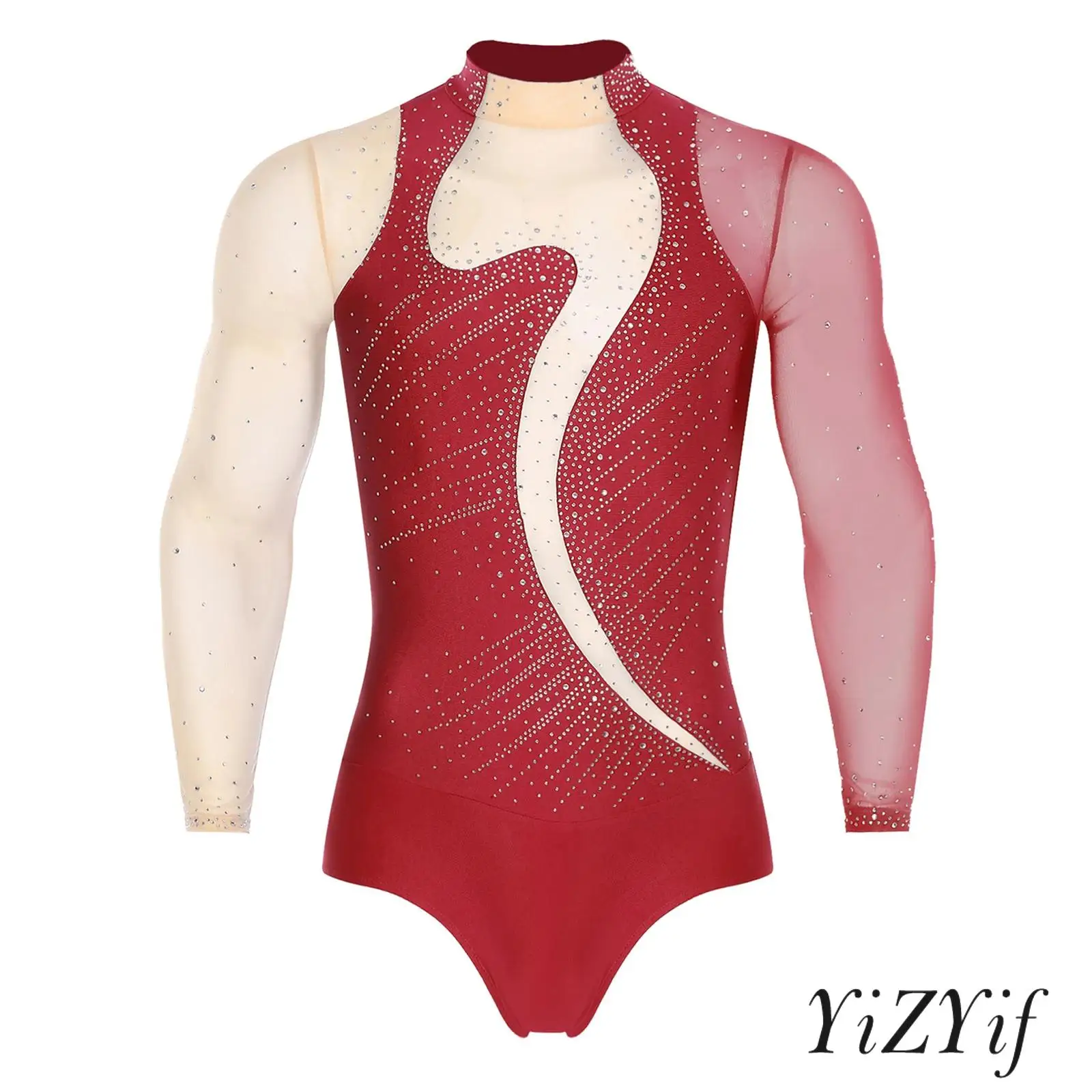 Body da ballo latino lirico per uomo adulto, costume da competizione per sala da ballo, strass lucidi, body da ballo latino