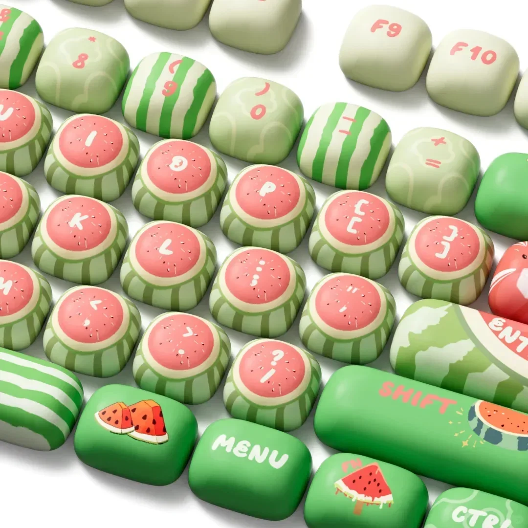 

Watermelon Shape Keycap 138Keys Round Cute Keycap Green Red Fruit Color Mog Pbt 7U/2.25U Split Space Bar Alice Layout Keycap