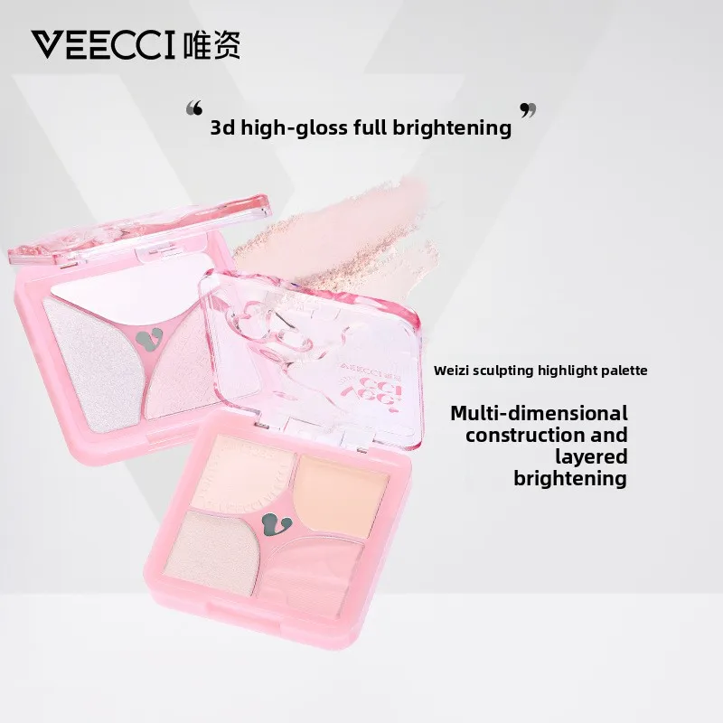 

VEECCI Mood Trio Blush Expansion Cheek Colour Quad Highlight Blush Naturally Sweet Longlasting Sweatproof Non-smudge Makeup