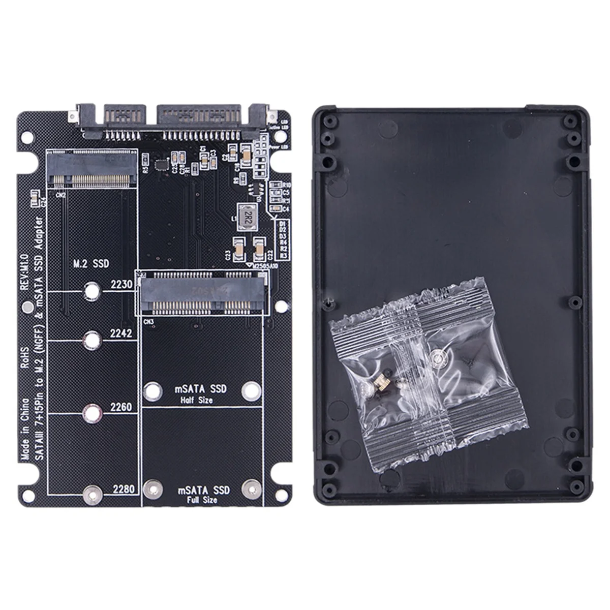 2 in 1 M.2 NGFF SSD to SATA 3.0 Adapter Converter Case Enclosure 6Gbps SSD Case Support 2230 2242 2260 2280 SSD