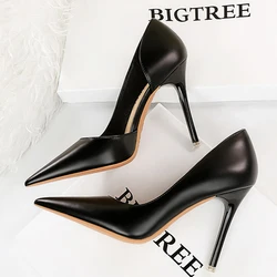 BIGTREE Shoes Black Women Pumps Quality Leather Women Shoes High Heels Fashion Wedding Shoes Stiletto Luxurious Elegant Pumps