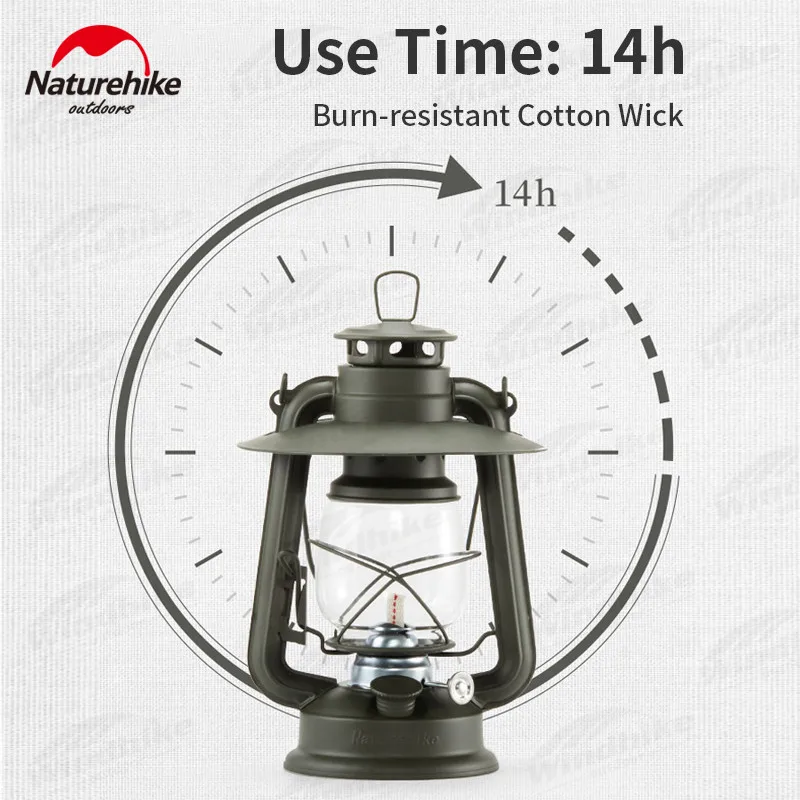 Naturehike Camping Portable Kerosene Lamp Outdoor Garden Picnic Atmosphere Tent Lamp Night Light 14H Use Time 200ml Capacity