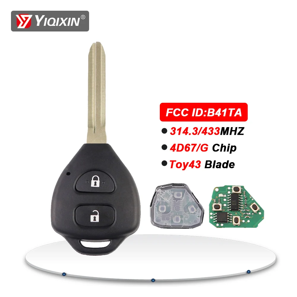 Remote Car Key For Toyota Hiace Yaris Corolla RAV4 Europe Hilux Vigo Innova 2006 2007 2008 2009 2010 2 Button 433Mhz 4D67 G Chip