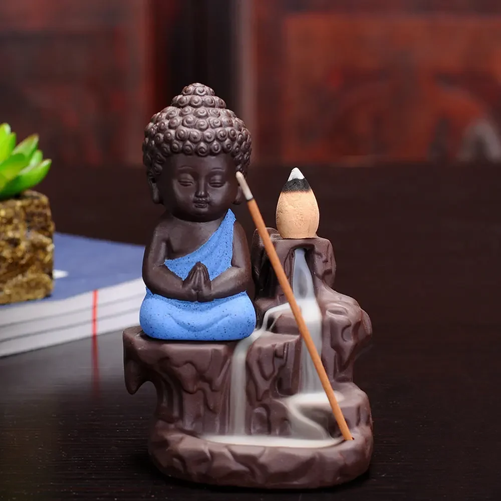 Home Decor The Little Monk Censer Yixing Creative Backflow Stick Incense Burner Home Furnishing Office Decoration+ 10 Cones