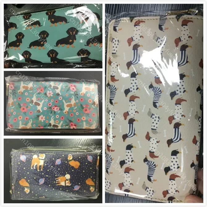 Cartoon Jack Russell Terrier Print Female Zipper Clutch Coin Purse Ladies Wristlet Wallets Long Leather Wallet Wholesale