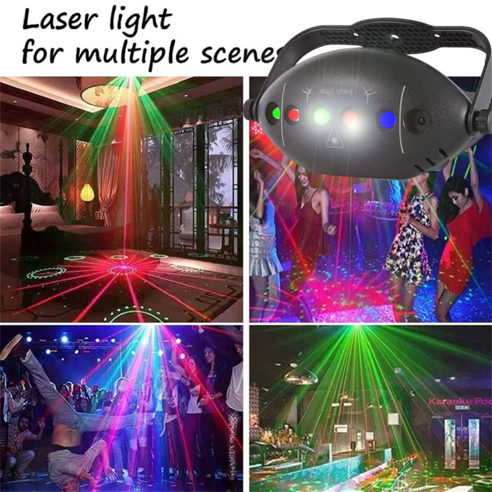 Proyector de luces de discoteca RGB, luz láser estroboscópica para fiesta de DJ, Club, hogar, decoración de vacaciones, lámpara de fiesta