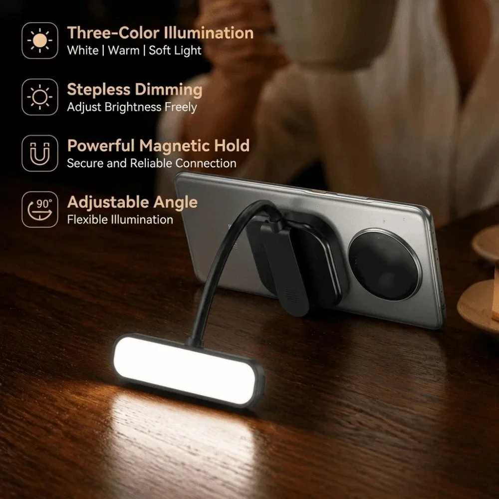 Flexible Gooseneck Clip-on Fill Light Even Lighting Soft Lighting Phone Selfie Light Lightweight Compact Reduce Shadows