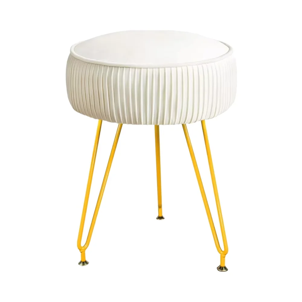 

Custom Modern Multifunctional Velvet Upholstered Vanity Stool Ottoman With Golden Metal Leg For Bedroom Living Room Hotel Apartm