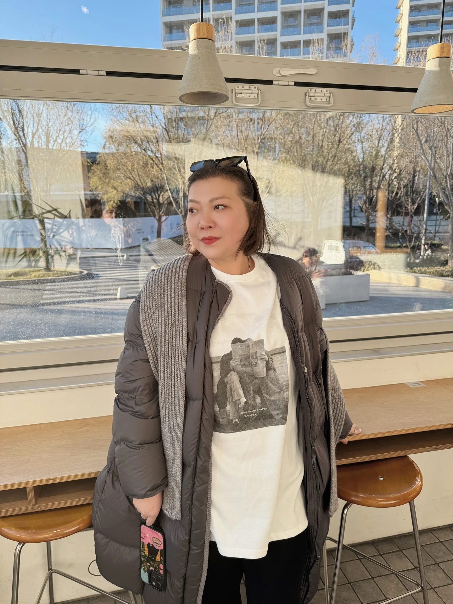 

Rose Sister plus Size Women's Autumn Winter INS Sle Printed Casual Long round Ne Base irt Versatile Loose Fit Cotton T-...